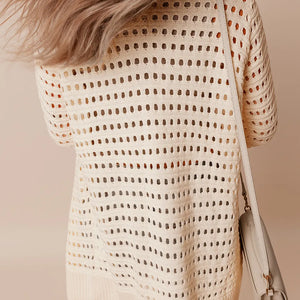 Openwork Open Front Long Sleeve Cardigan