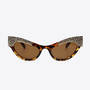 UV400 Rhinestone Trim Cat-Eye Sunglasses