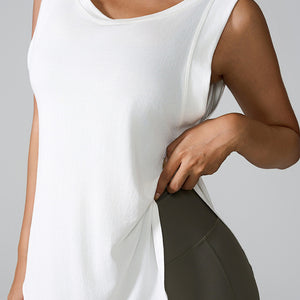 Slit Round Neck Active Tank