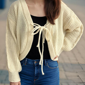 Tied Dropped Shoulder Long Sleeve Cardigan