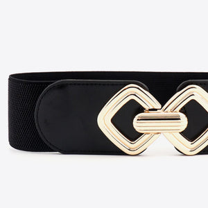 Geometric Buckle Elastic Wide Belt