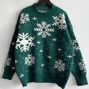 Snowflake Pattern Dropped Shoulder Sweater