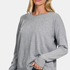 Zenana Front Seam Round Neck Sweater