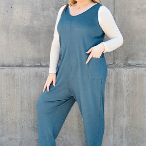 Double Take Full Size Sleeveless Straight Jumpsuit