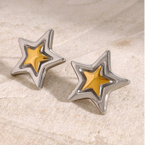 Stainless Steel Star Stud Earrings