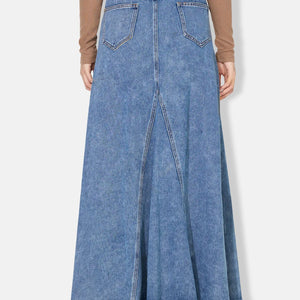 Raw Hem Maxi Denim Skirt