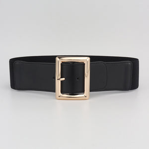 Rectangle Buckle Elastic Wide Belt