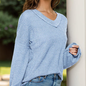 Dropped Shoulder Long Sleeve Knit Top