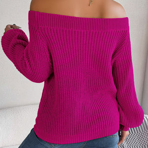 Openwork Off-Shoulder Long Sleeve Sweater