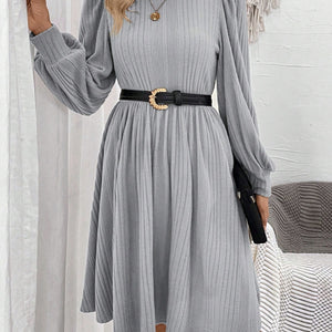 Textured Turtleneck Long Sleeve Dress