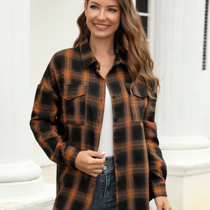 Full Size Plaid Button Up Pocketed Shirt