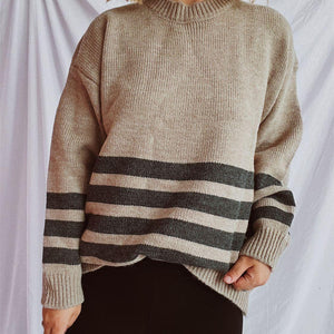 Striped Dropped Shoulder Long Sleeve Sweater