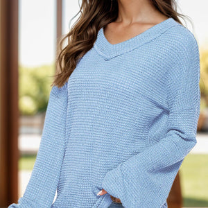 Dropped Shoulder Long Sleeve Knit Top