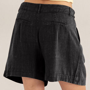 HYFVE High Waist Pleated Linen Shorts