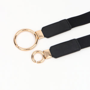 Double Ring Buckle Elastic PU Belt