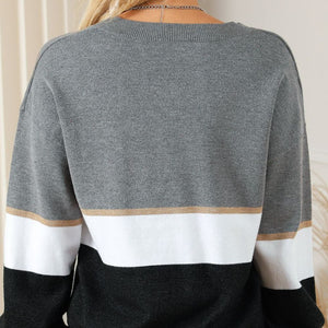 Striped V-Neck Long Sleeve Sweater