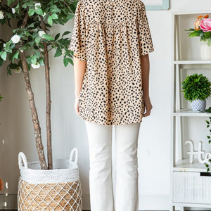 Heimish Full Size Animal Print Flutter Sleeve Blouse