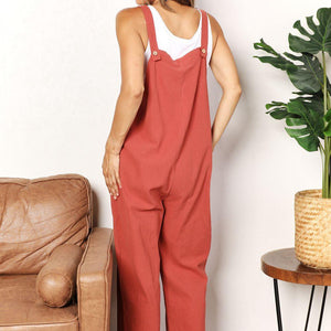 Perfee Wide Leg Overalls with Front Pockets