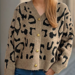 Leopard V-Neck Button Up Cardigan