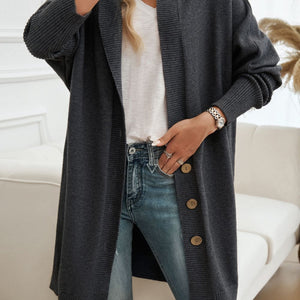 Devine Button Up Long Sleeve Hooded Cardigan