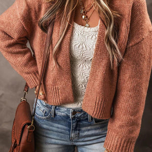 Open Front Dropped Shoulder Cardigan