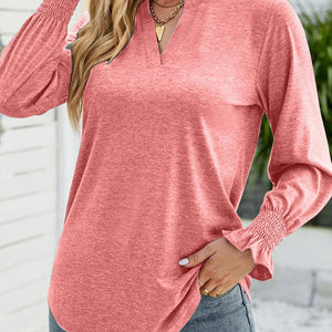 Full Size Notched Long Sleeve T-Shirt