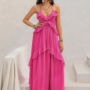 Ruffled Halter Neck Maxi Dress