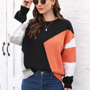 Color Block Round Neck Sweater