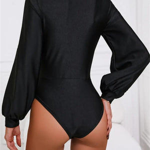 Surplice Slit Long Sleeve Bodysuit