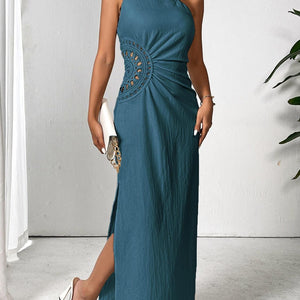 Honey Slit One Shoulder Sleeveless Maxi Dress