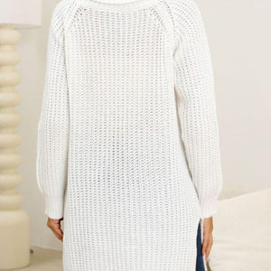 Slit Turtleneck Long Sleeve Sweater