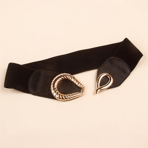 Ribbed Alloy Buckle Elastic Belt