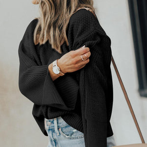 Textured Round Neck Long Sleeve Sweater