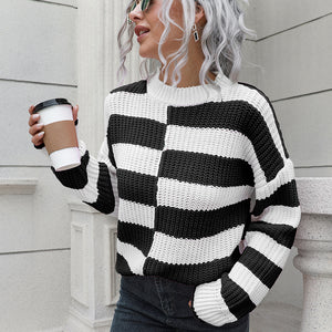 Two-Tone Dropped Shoulder Sweater