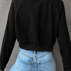 Perfee Raglan Sleeve Round Neck Cropped Sweatshirt