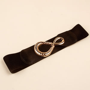 Ribbed Alloy Buckle Elastic Belt