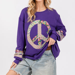 SAGE+FIG Peace Applique Patch Long Sleeve Top