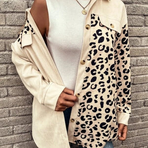 Full Size Leopard Collared Shirt