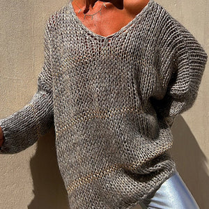 Openwork V-Neck Long Sleeve Sweater