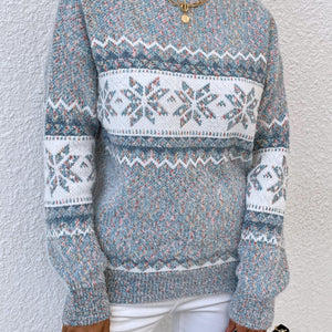 Snowflake Pattern Mock Neck Sweater