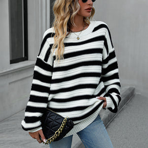 Striped Dropped Shoulder Sweater