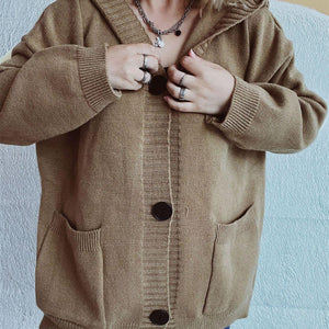 Dropped Shoulder Long Sleeve Hooded Cardigan