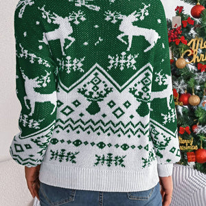 Christmas Element Round Neck Long Sleeve Sweater