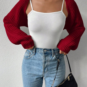 Honey Open Front Long Sleeve Cropped Cardigan