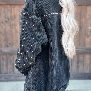 Studded Collared Neck Button Down Jacket