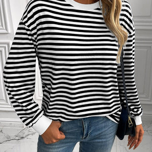 Ivy Lane Striped Round Neck Long Sleeve Sweatshirt