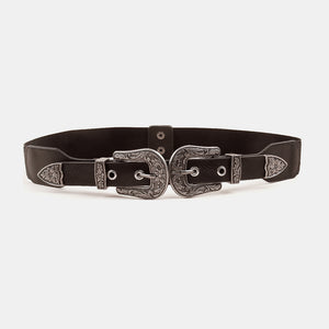 Symmetrical Zinc Alloy Buckle PU Leather Belt