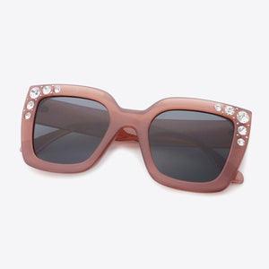 Inlaid Rhinestone Polycarbonate Sunglasses