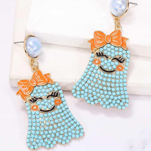 Smiling Ghost Shape Synthetic Pearl Earrings