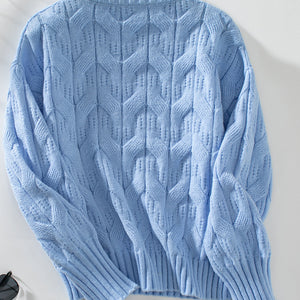 Cable Knit Mock Neck Long Sleeve Sweater